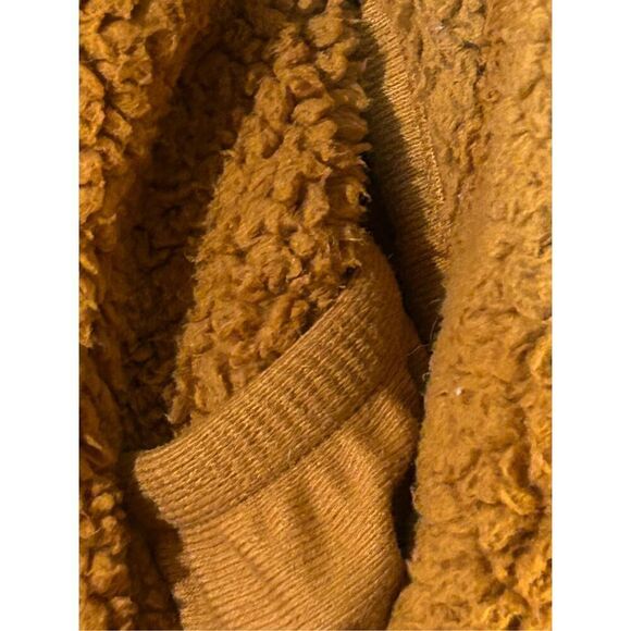 Athleta Womens XS Tugga Sherpa Hoodie Cattail Rust Drawstring Tie Rib Pullover ( - Picture 7 of 8